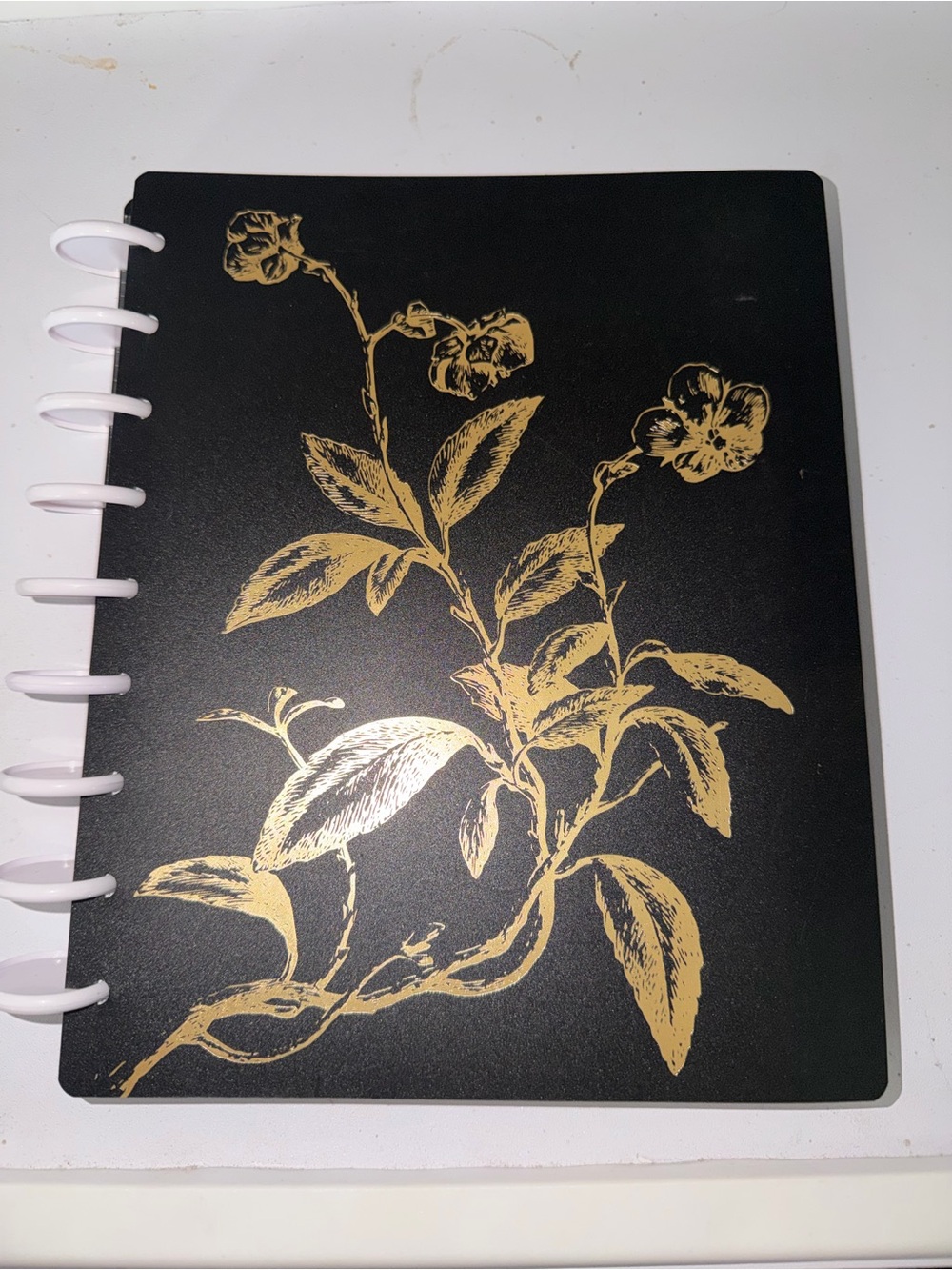 The Happy Planner Black Notebook with Gold Floral Cover